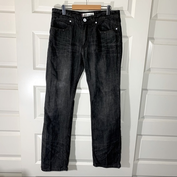 LEVI'S Vintage 523 Distressed Black Straight Fit Jeans Stone Wash Denim Sz 34x32 - Picture 3 of 11